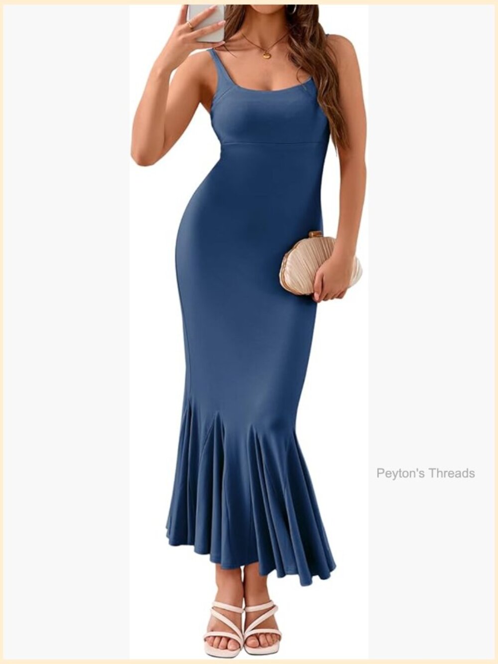 Sleeveless Spaghetti Strap Mermaid Bodycon Maxi Formal Evening Dress - Picture 1 of 7